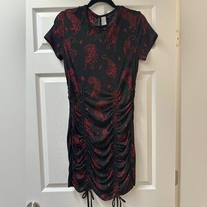 Rouched bodycon dress by H&M with tiger print